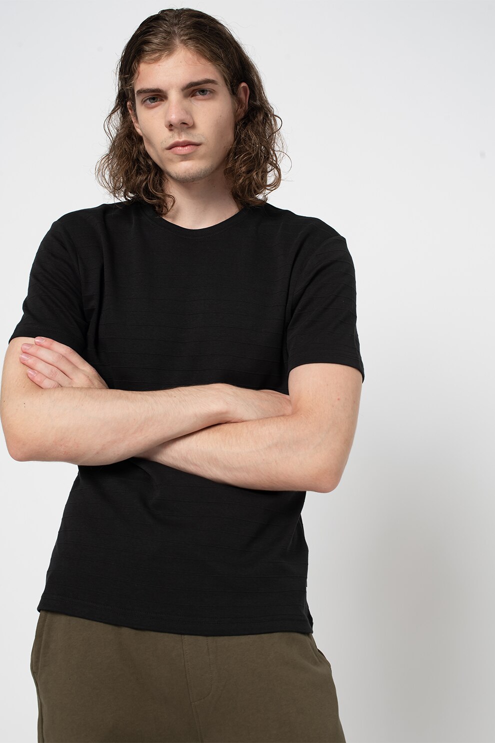 !Solid, Tricou texturat Trevor, Negru