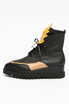 Mihaela Glavan, Ghete de piele cu varf ascutit, Negru Mihaela Glavan, Ghete de piele cu varf ascutit, Negru