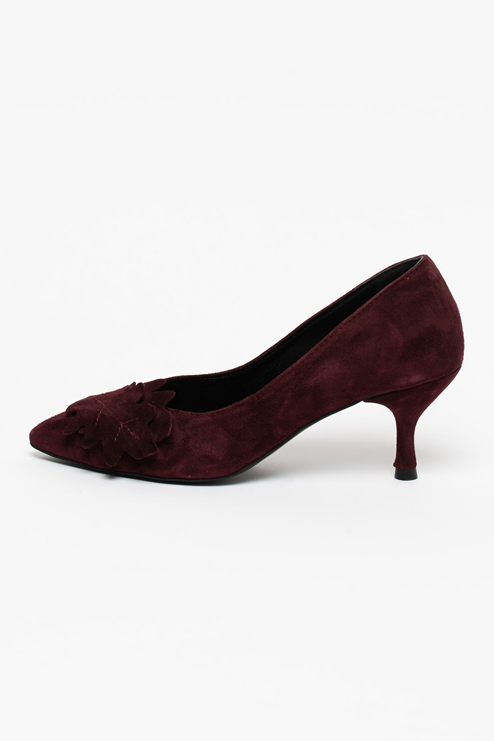 Mihaela Glavan, Pantofi de piele intoarsa cu garnitura cu frunze, Violet tyrian