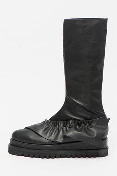 Mihaela Glavan, Cizme mid-calf de piele, Negru Mihaela Glavan, Cizme mid-calf de piele, Negru