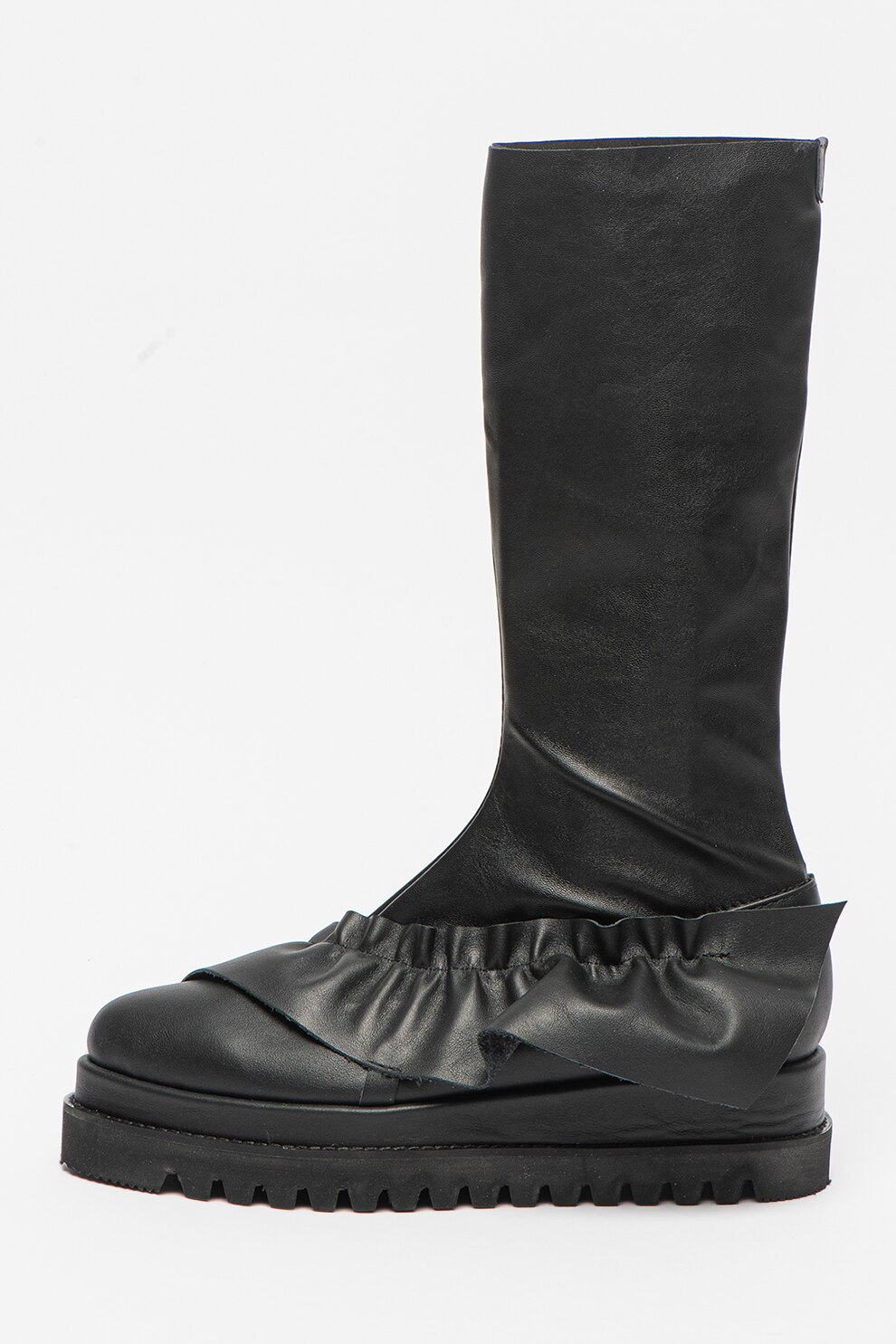 Mihaela Glavan, Cizme mid-calf de piele, Negru