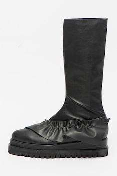 Mihaela Glavan, Cizme mid-calf de piele, Negru Mihaela Glavan, Cizme mid-calf de piele, Negru