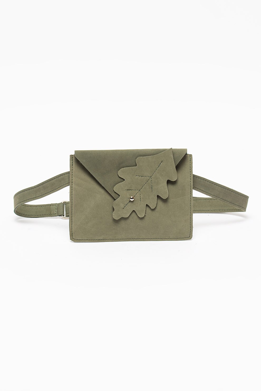 Mihaela Glavan, Curea de piele nabuc cu etui detasabil, Verde feriga