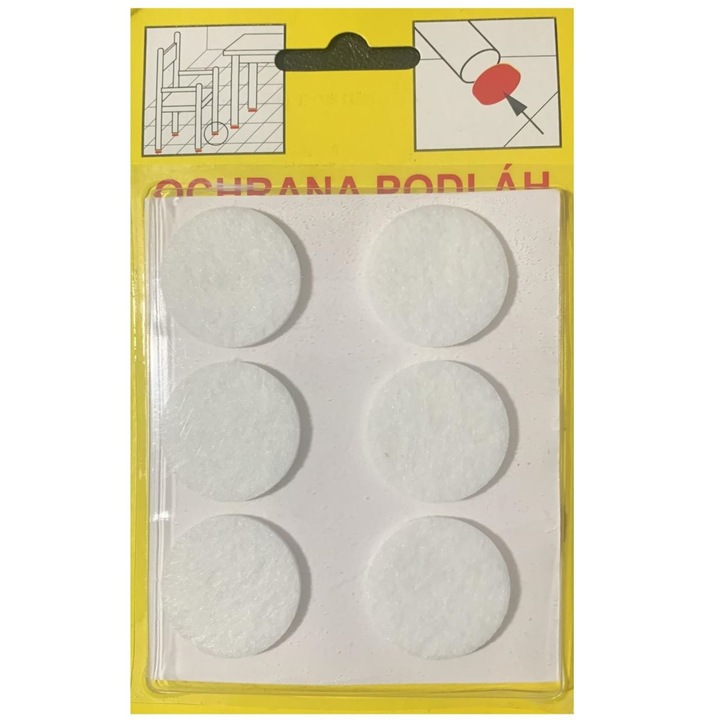 6 db-os bútorvédő készlet Strend Pro KMS 106, átmérő 28mm, Fehér, kerek