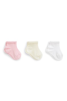 JoJo Maman Bebe, Set de sosete scurte - 3 perechi, Roz/Galben/Alb JoJo Maman Bebe, Set de sosete scurte - 3 perechi, Roz/Galben/Alb