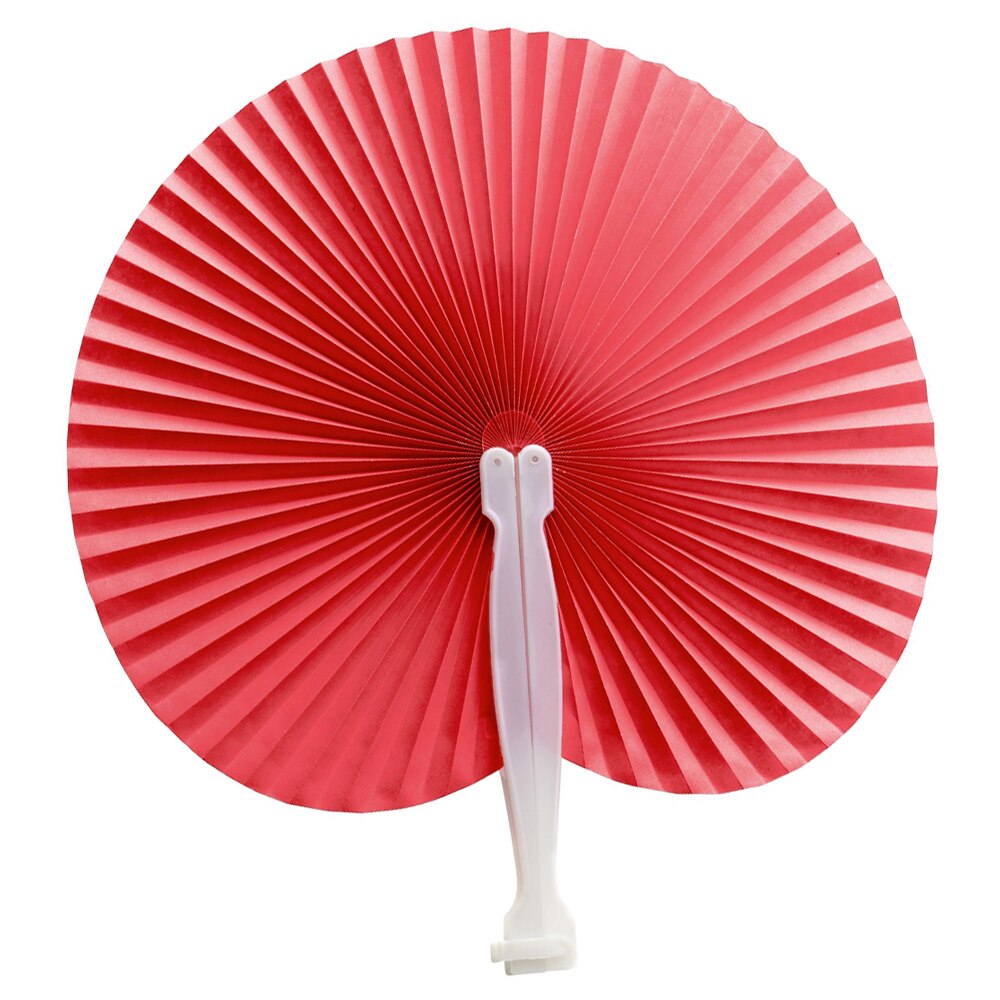 Evantai rosu pliabil cu maner alb, 26.5 x24.5 cm