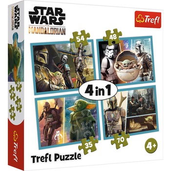 Puzzle Trefl 4 in 1 - Star Wars, The Mandalorian, 35/48/54/70 piese Puzzle Trefl 4 in 1 - Star Wars, The Mandalorian, 35/48/54/70 piese