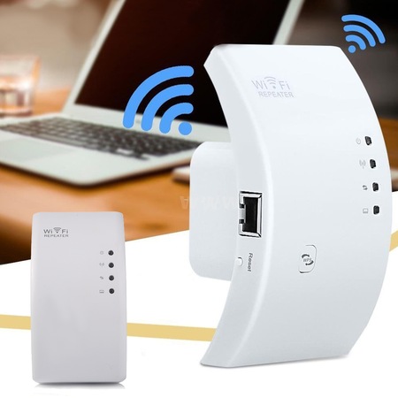 Amplificator semnal Wireless SIKS , WiFi Repeater, 300 mbps, acoperire 200 mp, WLAN 2.4 GHz, alb