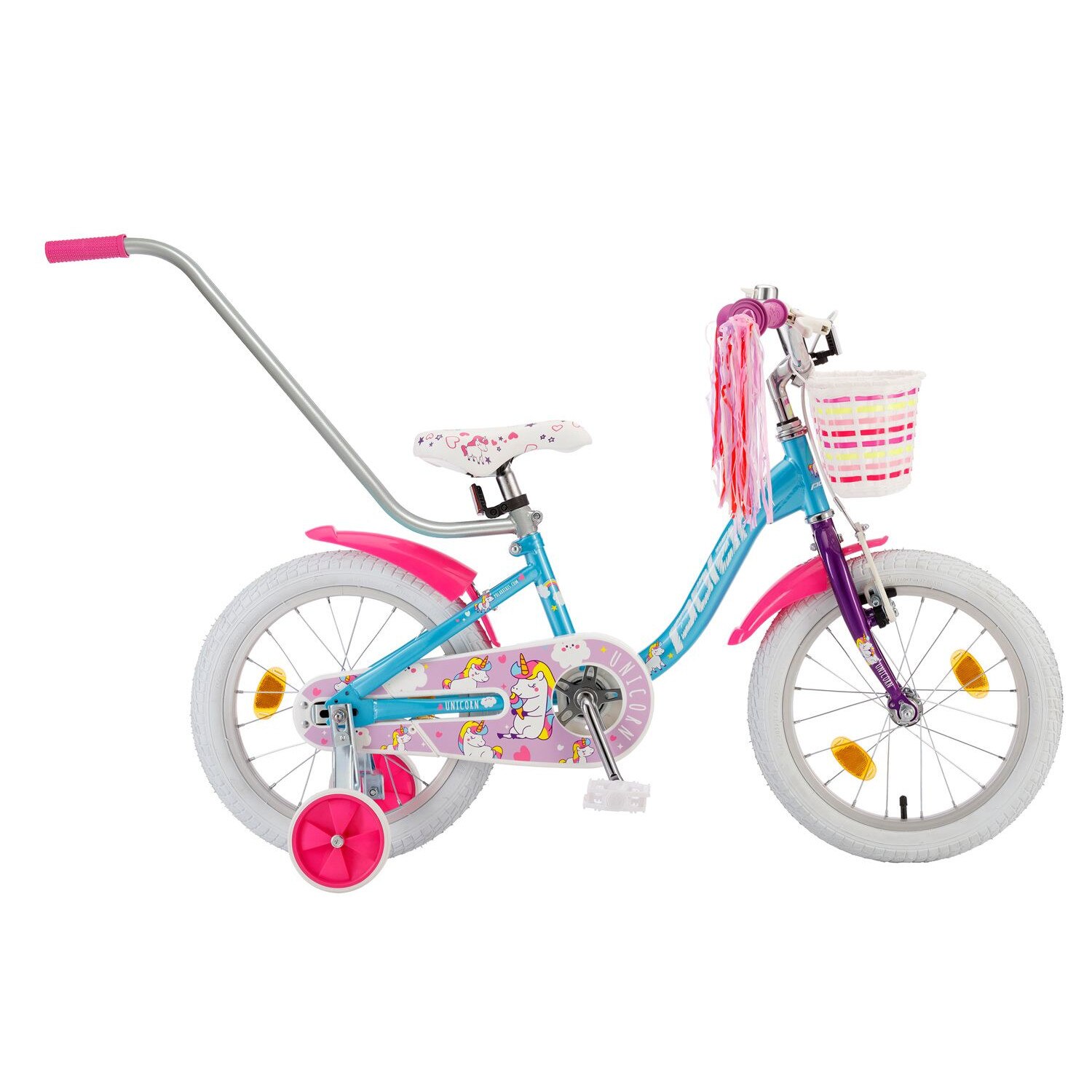 Bicicleta Copii Polar Unicorn - 14 Inch, Albastru-Roz
