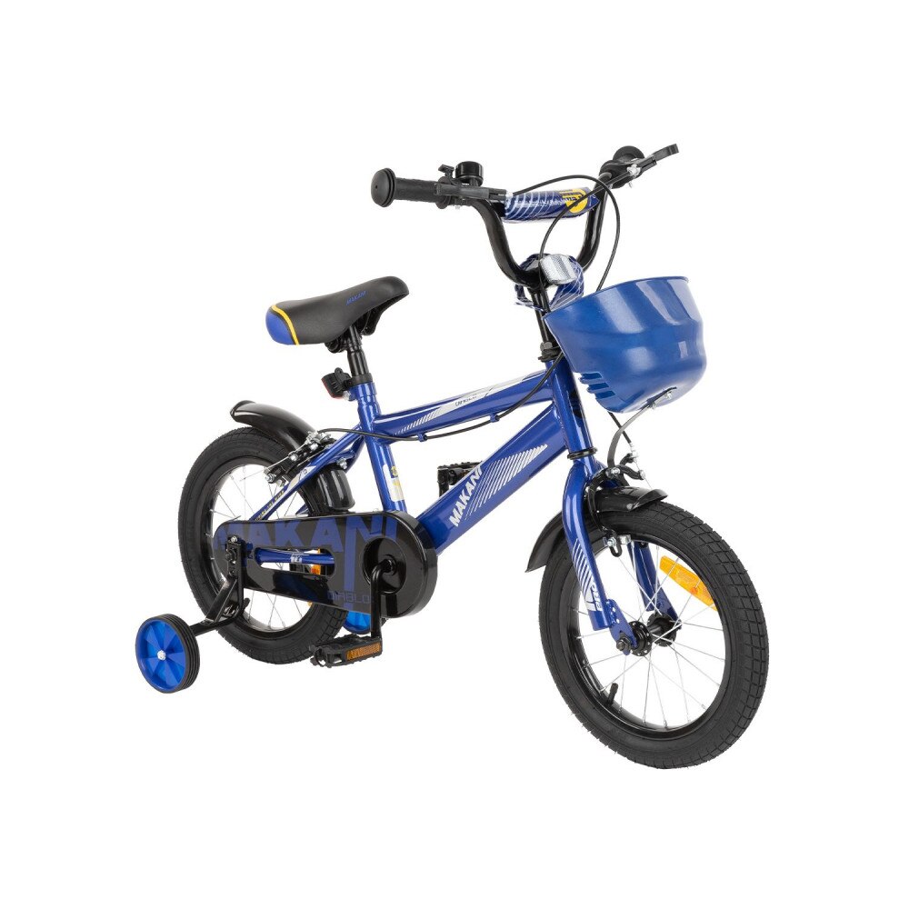 Bicicleta 14 inch KikkaBoo Makani cu roti ajutatoare Diablo Blue