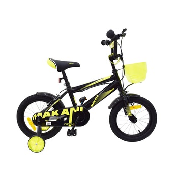 Bicicleta 16 inch KikkaBoo Makani cu roti ajutatoare Diablo Black-Yellow Bicicleta 16 inch KikkaBoo Makani cu roti ajutatoare Diablo Black-Yellow