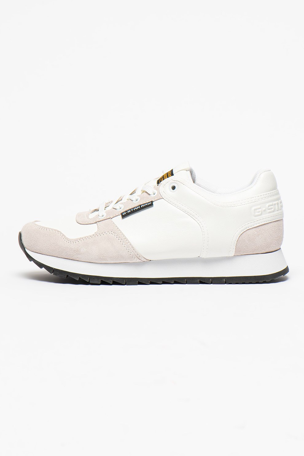 G-Star RAW, Pantofi sport cu garnituri de piele intoarsa Callow, Alb optic