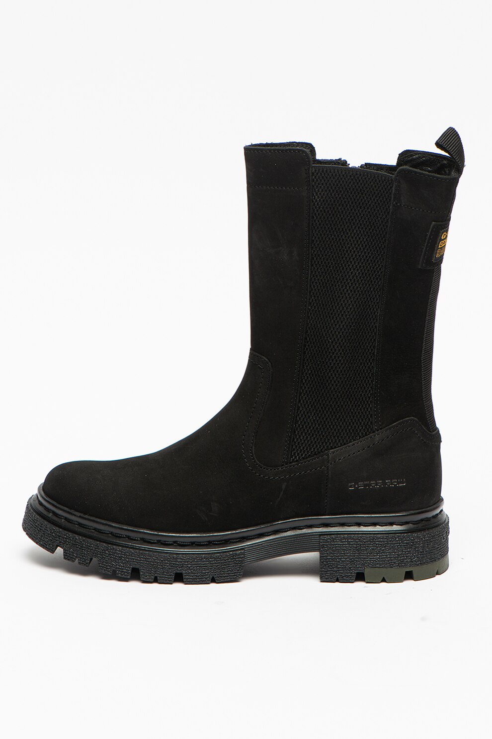 G-Star RAW, Cizme mid-calf de piele nabuc Kafey, Negru