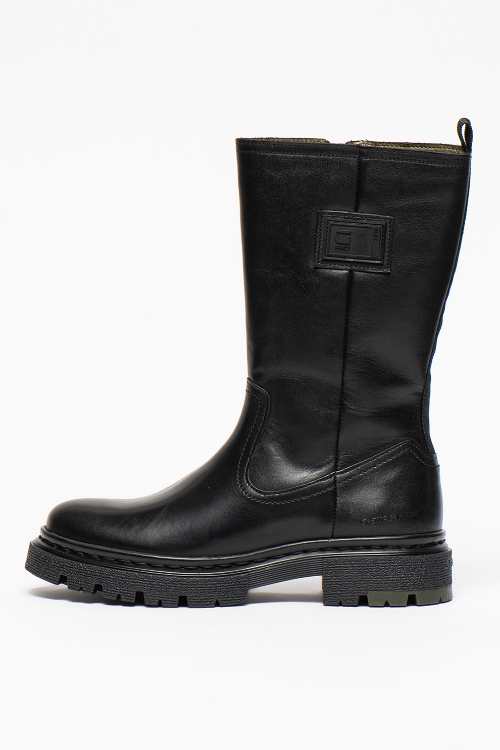 G-Star RAW, Cizme mid-calf de piele Kafey, Negru