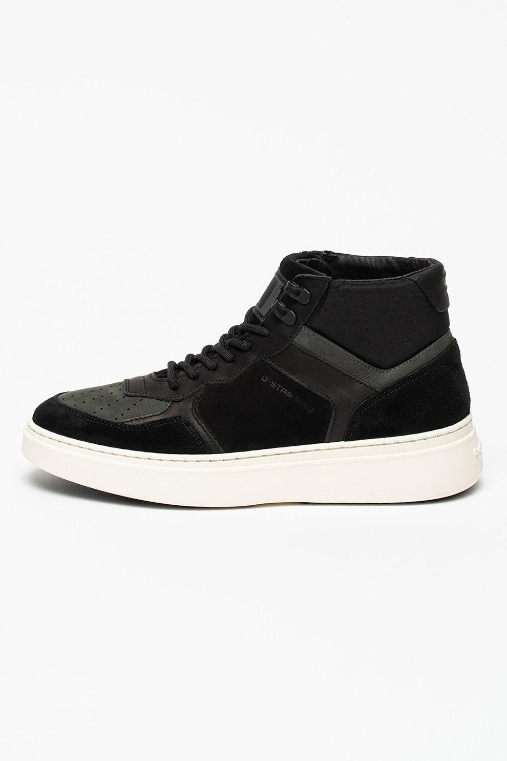 G-Star RAW, Pantofi sport high-top de piele si piele intoarsa Lash, Negru/Gri