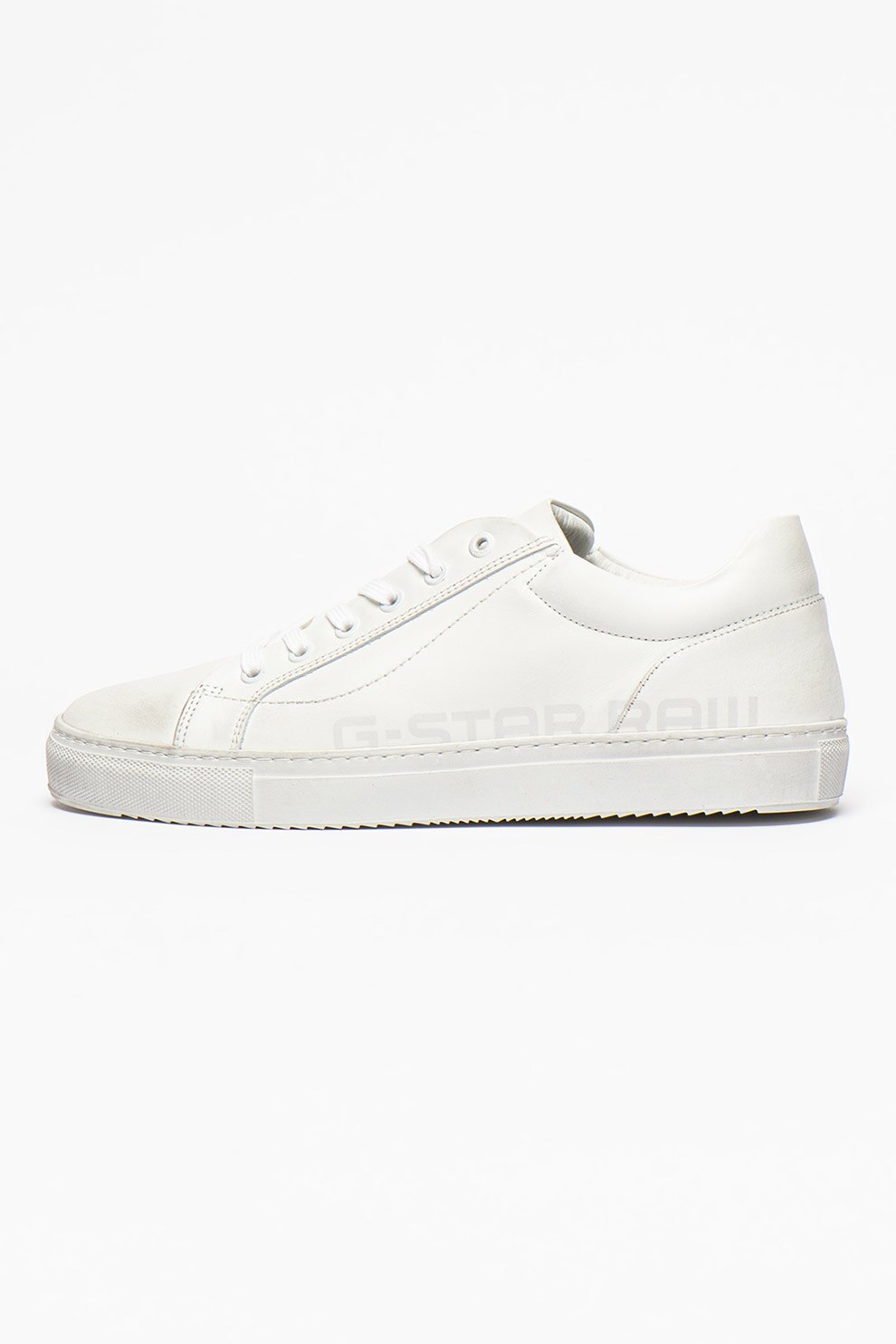 G-Star RAW, Pantofi sport de piele cu aspect deteriorat Loam, Alb