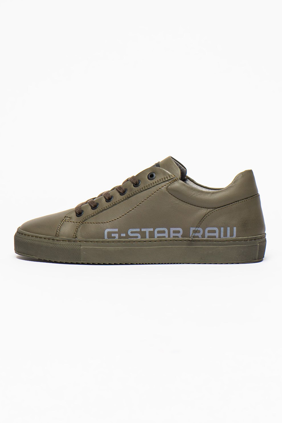 G-Star RAW, Pantofi sport de piele cu aspect deteriorat Loam, Verde sparanghel