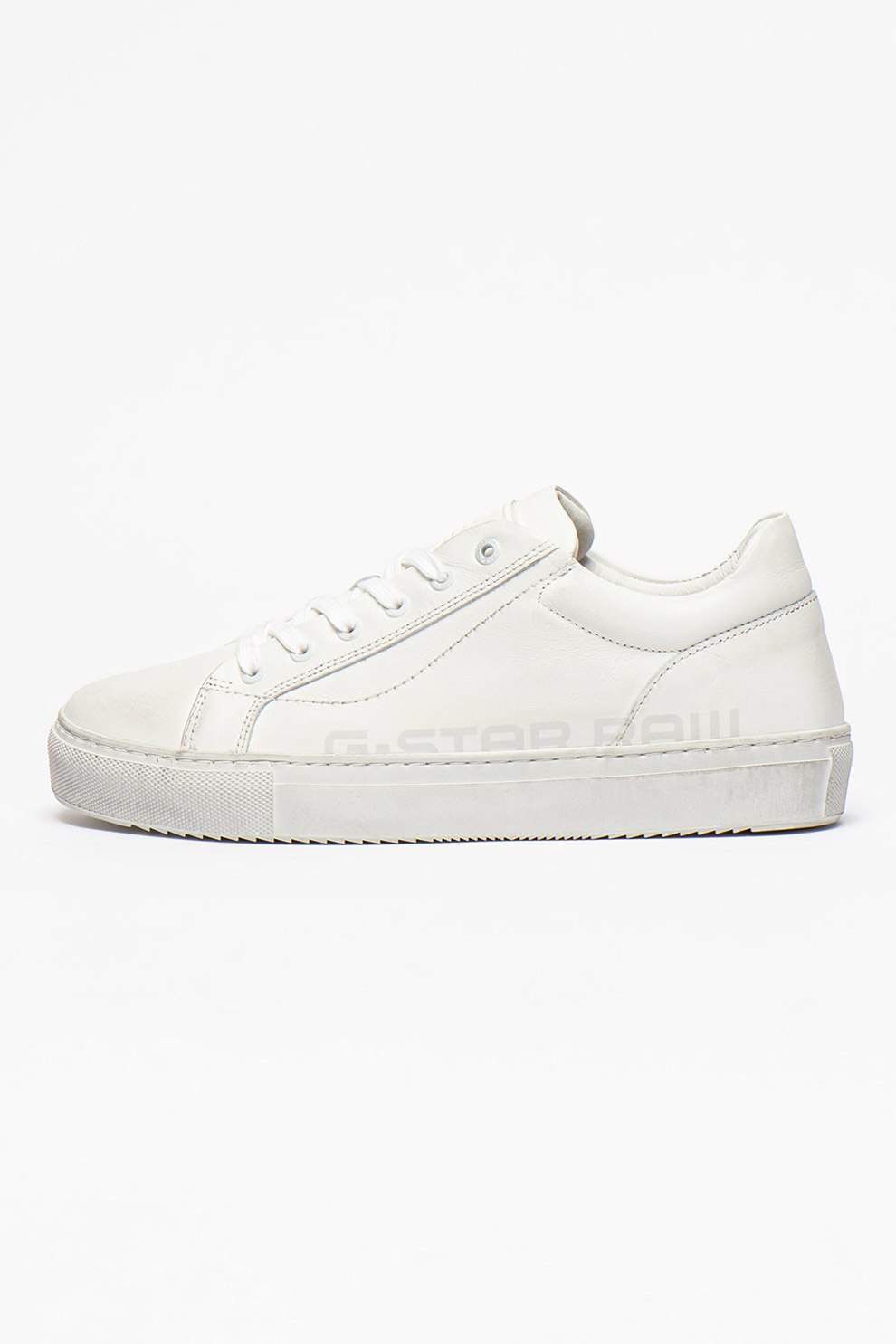 G-Star RAW, Pantofi sport de piele Loam Worn, Alb