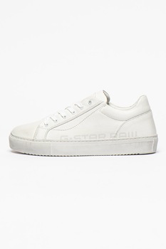 G-Star RAW, Pantofi sport de piele Loam Worn, Alb G-Star RAW, Pantofi sport de piele Loam Worn, Alb