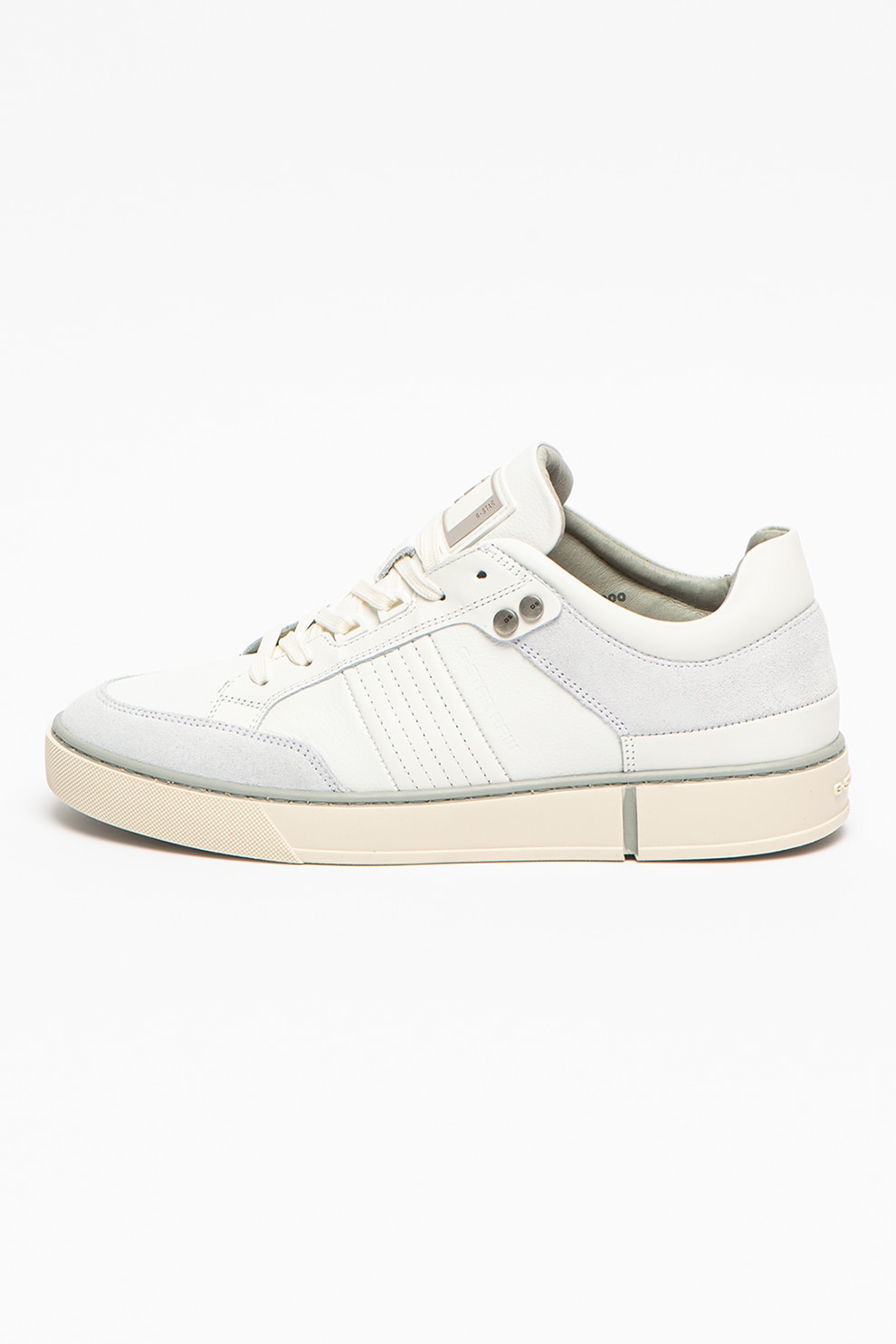 G-Star RAW, Pantofi sport de piele si piele intoarsa Ravond, Alb/Gri deschis