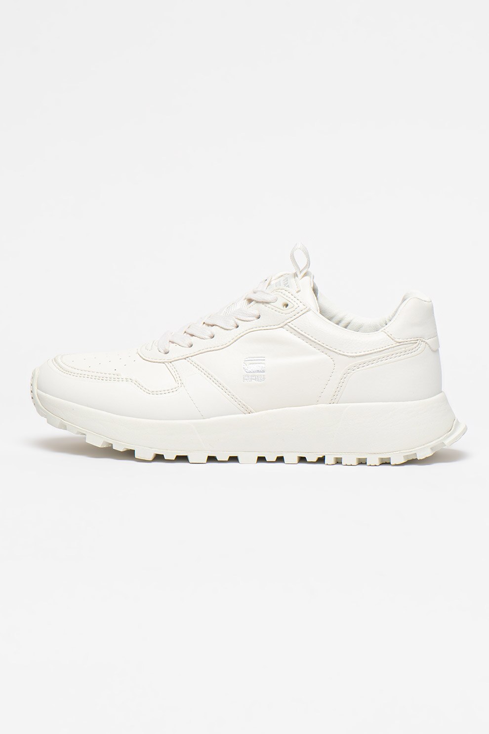 G-Star RAW, Pantofi sport de piele ecologica Theq Run, Alb