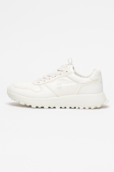G-Star RAW, Pantofi sport de piele ecologica Theq Run, Alb G-Star RAW, Pantofi sport de piele ecologica Theq Run, Alb