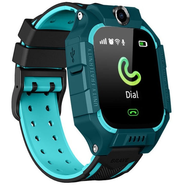 Ceas smartwatch GPS copii MoreFIT™ MX19, cu GPS prin lbs si functie telefon, localizare camera foto frontala, monitorizare spion, display touchsreen color, lanterna, buton SOS, buton apel si sos, Verde