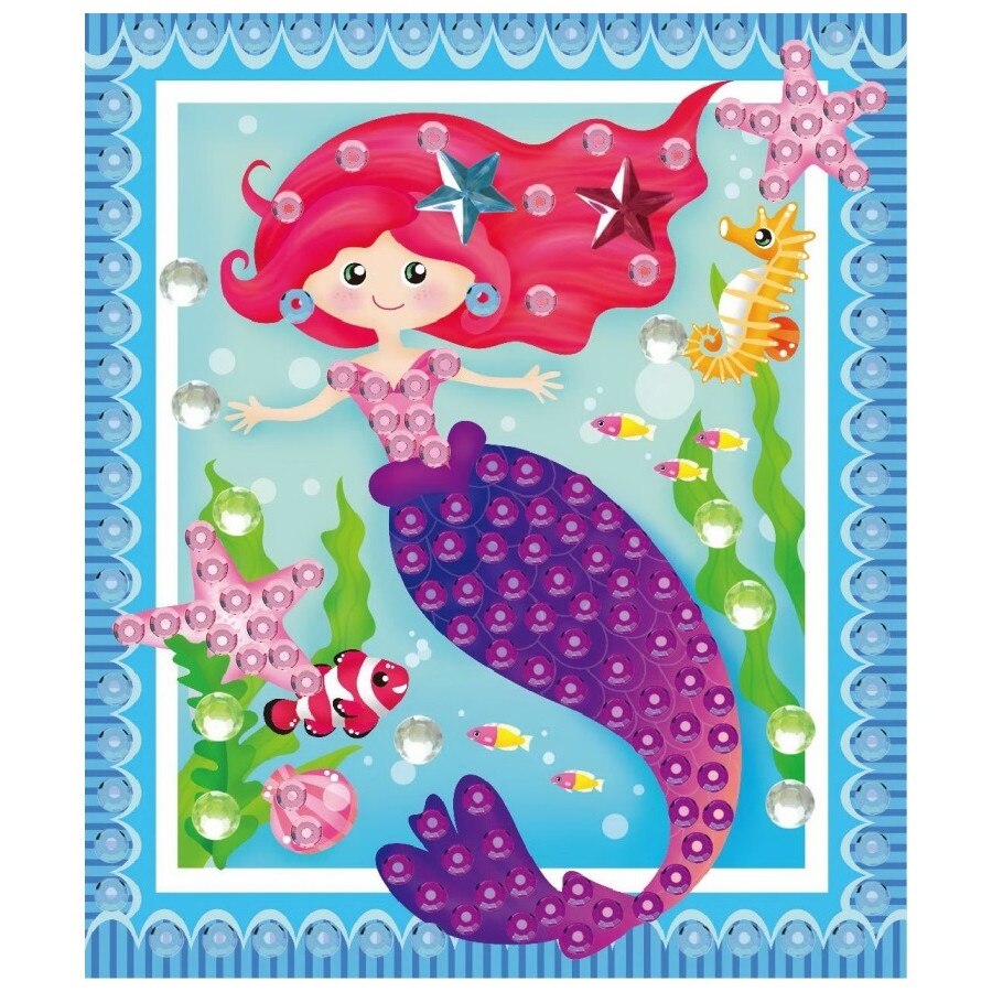 Set imagine mozaic cu strasuri autoadezive - sirena, 20.5 x 17 cm
