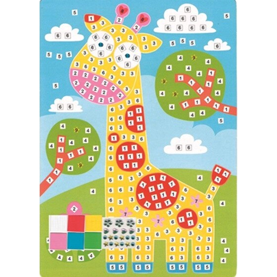 Set imagine mozaic cu patrate autoadezive - girafa, 23 x 16 cm