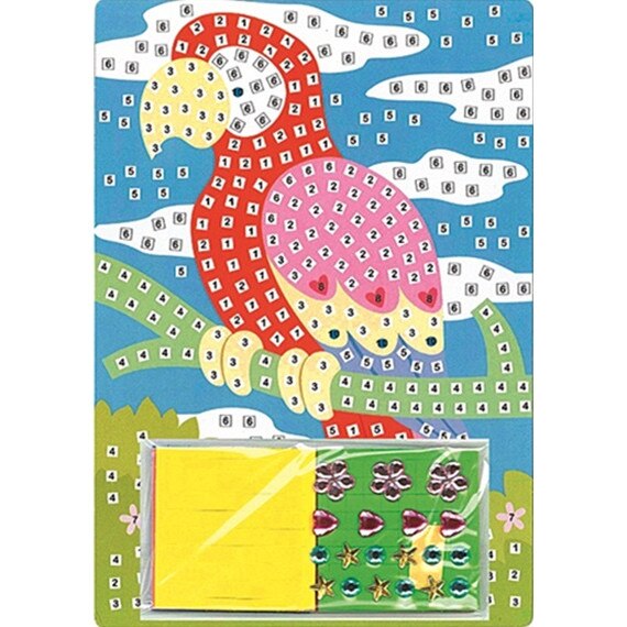 Set imagine mozaic cu patrate autoadezive - cacadu, 23 x 16 cm