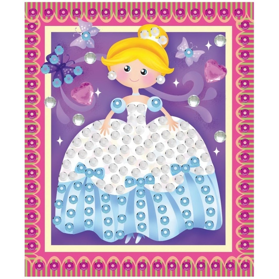 Set imagine mozaic cu strasuri autoadezive - printesa, 20.5 x 17 cm