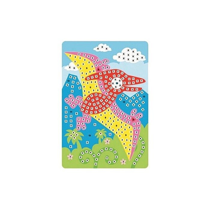 Set imagine mozaic cu patrate autoadezive - dinozaur cu aripi, 23 x 16 cm