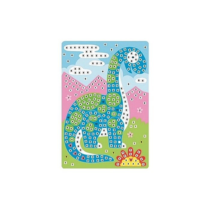 Set imagine mozaic cu patrate autoadezive - dinozaur albastru, 23 x 16 cm