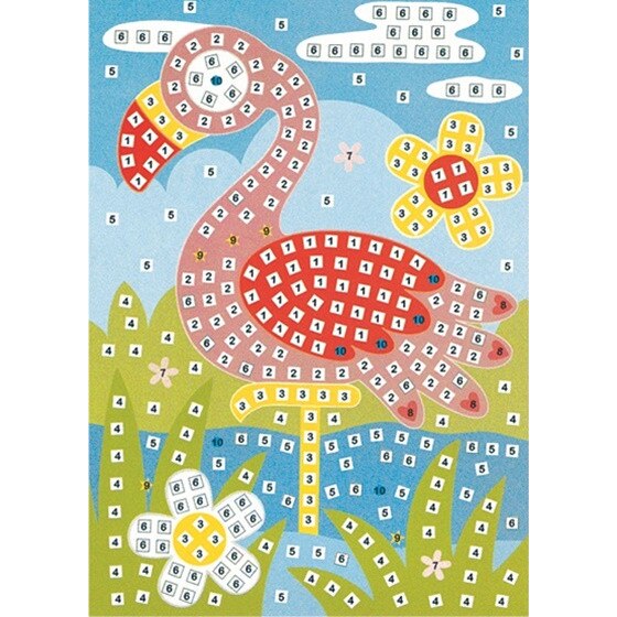 Set imagine mozaic cu patrate autoadezive - flamingo, 23 x 16 cm