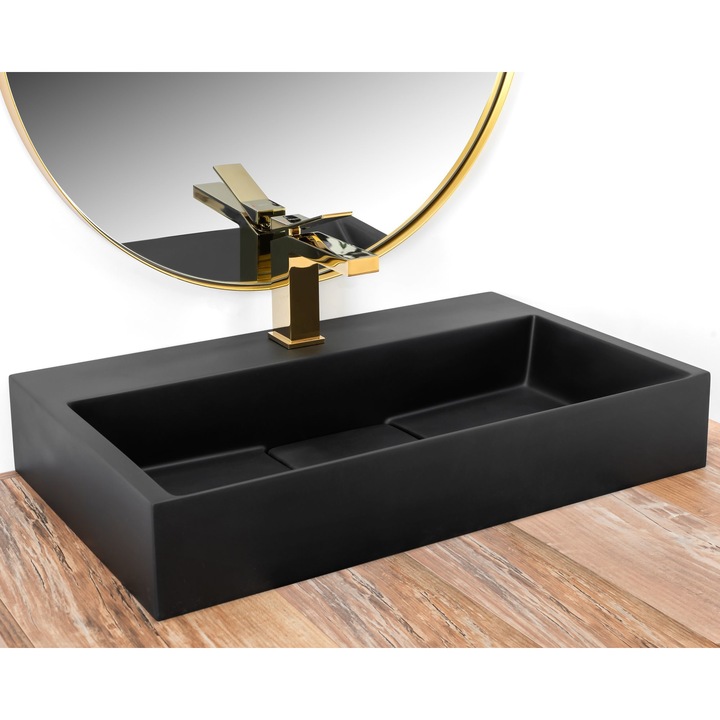 Lavoar pentru blat Goya Black Mat 60CM, Negru, 600x370 mm