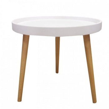 Masuta de cafea/noptiera scandinava cu 3 picioare din lemn, blat rotund 50 cm, modernhome vvcf-3s - alb Masuta de cafea/noptiera scandinava cu 3 picioare din lemn, blat rotund 50 cm, modernhome vvcf-3s - alb