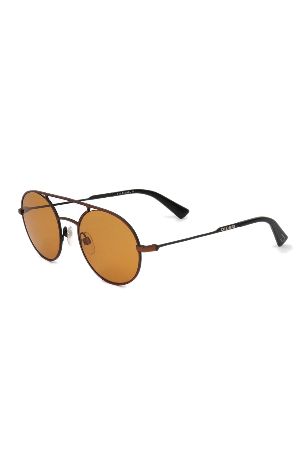 Diesel, Ochelari de soare rotunzi aviator unisex, Negru/Maro bronz, 51-20-150 Standard