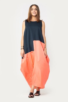 Antonia M, Rochie maxi supradimensionata, Bleumarin/Oranj Antonia M, Rochie maxi supradimensionata, Bleumarin/Oranj