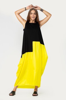 Antonia M, Rochie maxi supradimensionata, Negru/Galben Antonia M, Rochie maxi supradimensionata, Negru/Galben