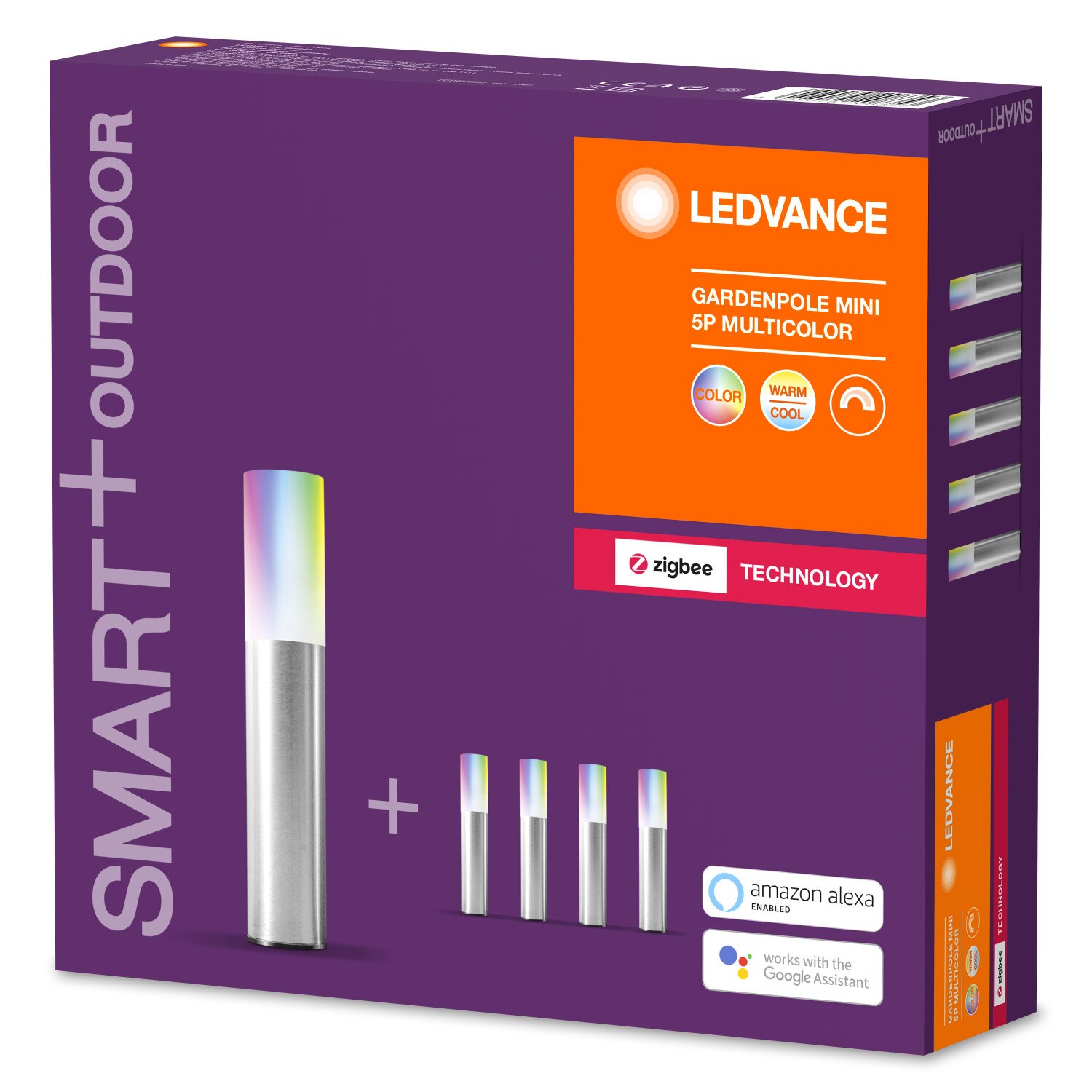 Set stalpi led Smart, 22,7 cm, Ledvance, RGB, 2,1 W/stalp, 110 Lm, Aluminiu