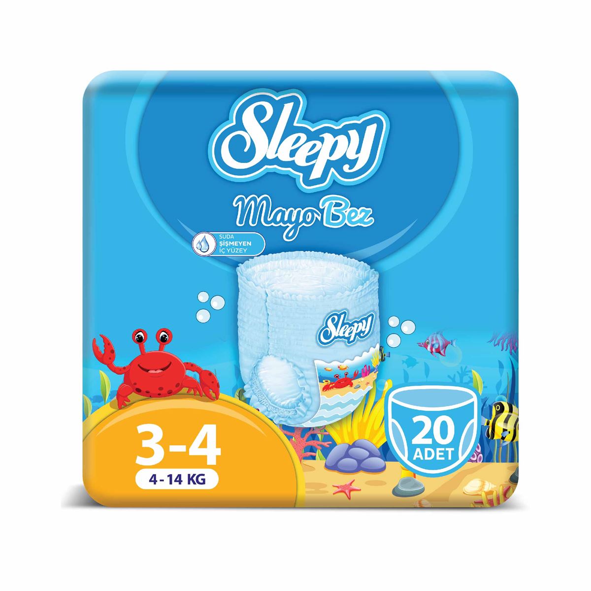 Scutece chilotel pentru apa Sleepy Marime 3-4, 4-14kg, 20 bucati