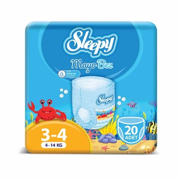 Scutece chilotel pentru apa Sleepy Marime 3-4, 4-14kg, 20 bucati Scutece chilotel pentru apa Sleepy Marime 3-4, 4-14kg, 20 bucati