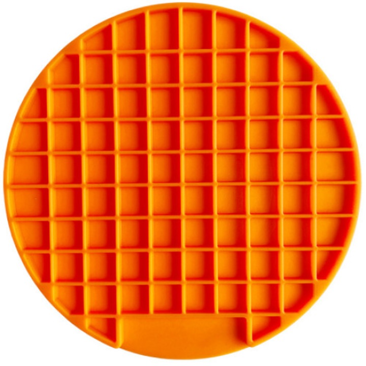 Covoras hranire lick mat Oktane® pentru caini si pisici dozare alimentatie animale de companie calmant ameliorarea anxietatii reduce plictiseala imbunatateste respiratia 20X20cm Orange