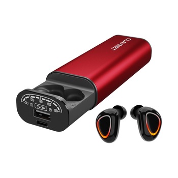 Casti Wireless si Power Bank 2 in 1 CLAXNET K100, TWS, 5000 mAh, Rosu Casti Wireless si Power Bank 2 in 1 CLAXNET K100, TWS, 5000 mAh, Rosu