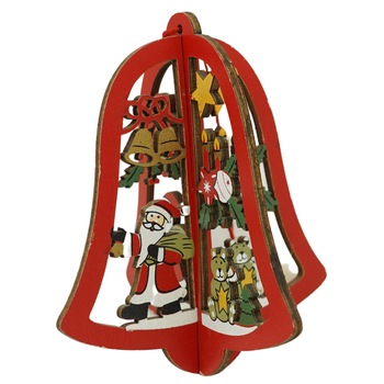 Ornament de brad clopotel, Flippy, multicolor, lemn, 10,5 cm Ornament de brad clopotel, Flippy, multicolor, lemn, 10,5 cm