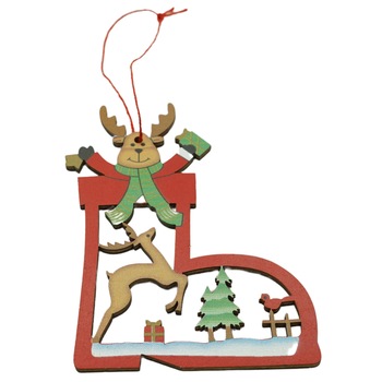 Ornament de brad cerb, Flippy, multicolor, lemn, 10 cm Ornament de brad cerb, Flippy, multicolor, lemn, 10 cm
