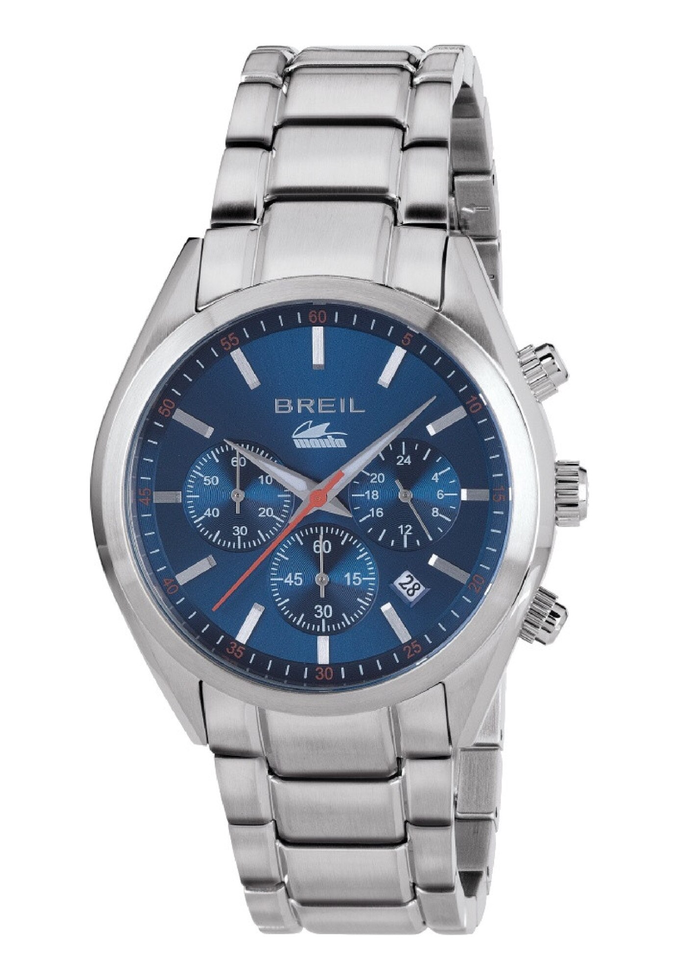 Ceas barbatesc analogic, Breil, Manta City, Mecanism Quartz, Cronograf, 42 mm, Albastru/Argintiu