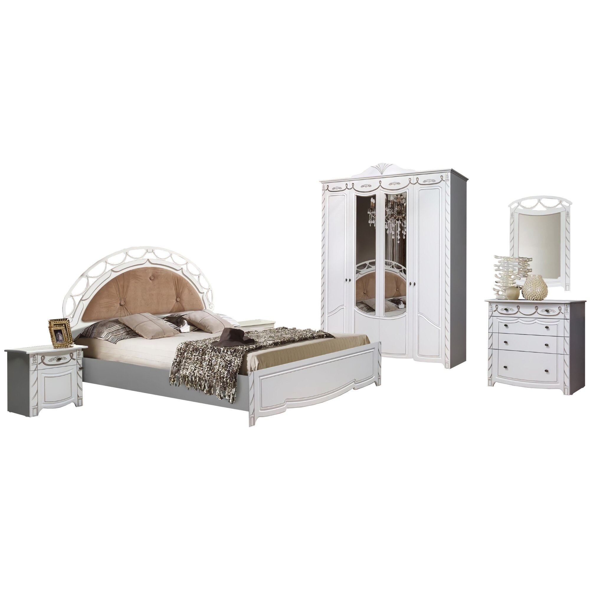 Set Dormitor Jasmin, 181x62x240cm, crem