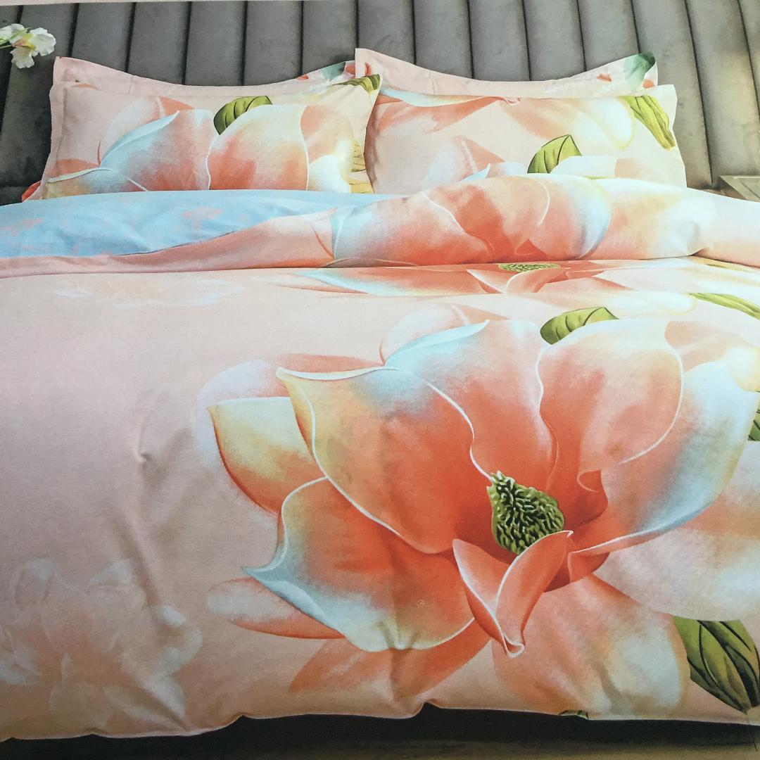 Set Lenjerie pat bumbac finet, 6 Piese, Pat 2 Persoane, imprimeu floral