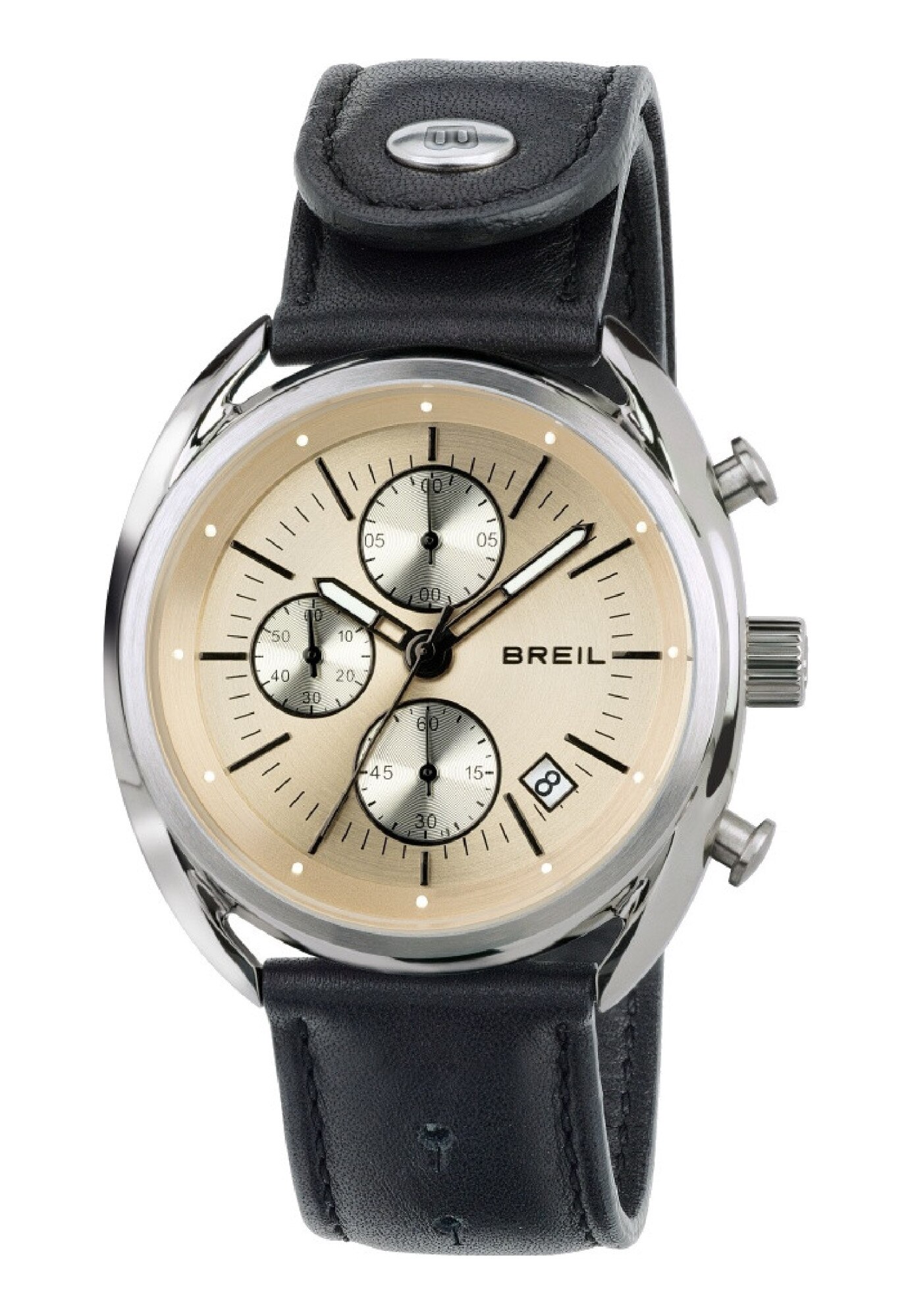 Ceas barbatesc analogic, Breil, Beaubourg, Mecanism Quartz, Geam din cristal mineral, 42 mm, Negru/Argintiu